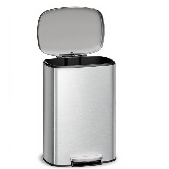 Garvee 13.2 Gallon Stainless Steel Kitchen Trash Can with Lid, 1 Inner Bucket, Silver