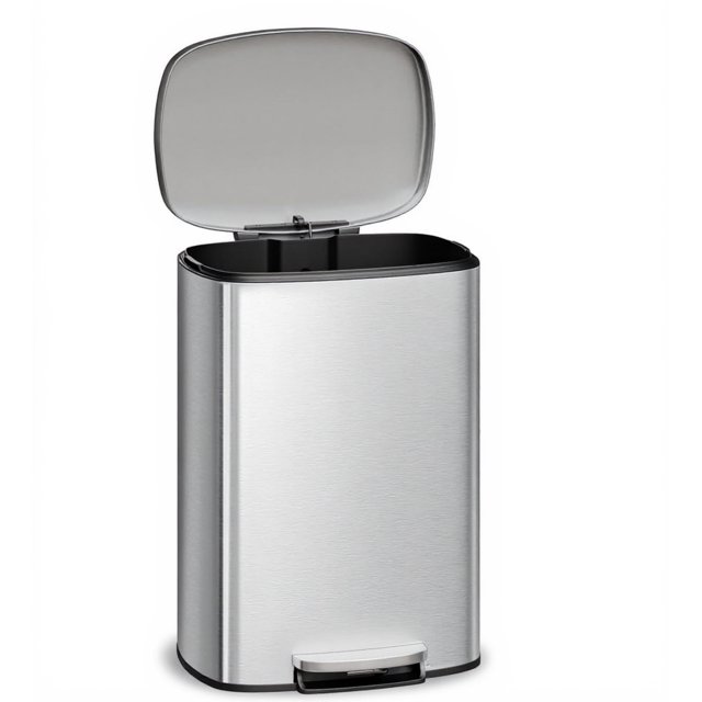 Garvee 13.2 Gallon Stainless Steel Kitchen Trash Can with Lid, 1 Inner Bucket, Silver