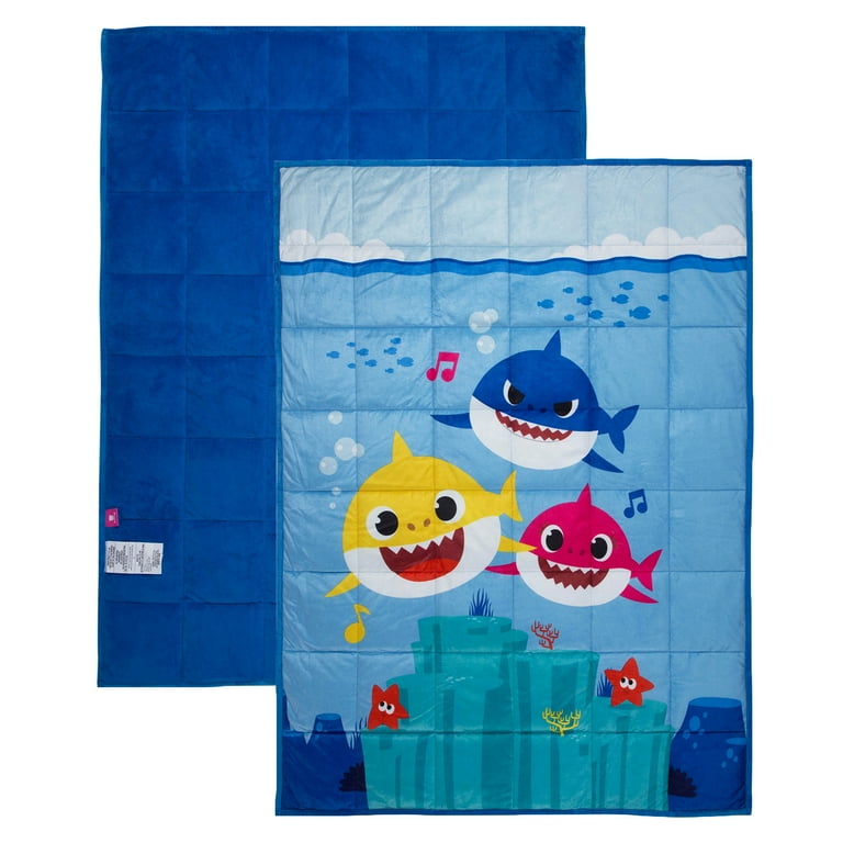 Baby Shark Kids Weighted Blanket Super Soft Plush Bedding 36 x 48 4.5lbs Blue Walmart