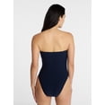 thumbnail image 4 of Time and Tru Women's and Women's Plus Eyelet Bandeau One Piece Swimsuit with Side Shirring, Sizes XS-3X, 4 of 6
