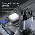 thumbnail image 3 of 4-in-1 Retractable Car Charger, 120W USB-C Fast Adapter with Lighting Cable & Dual Ports for iPhone, iPad, AirPods, Samsung, Google Pixel, 3 of 7