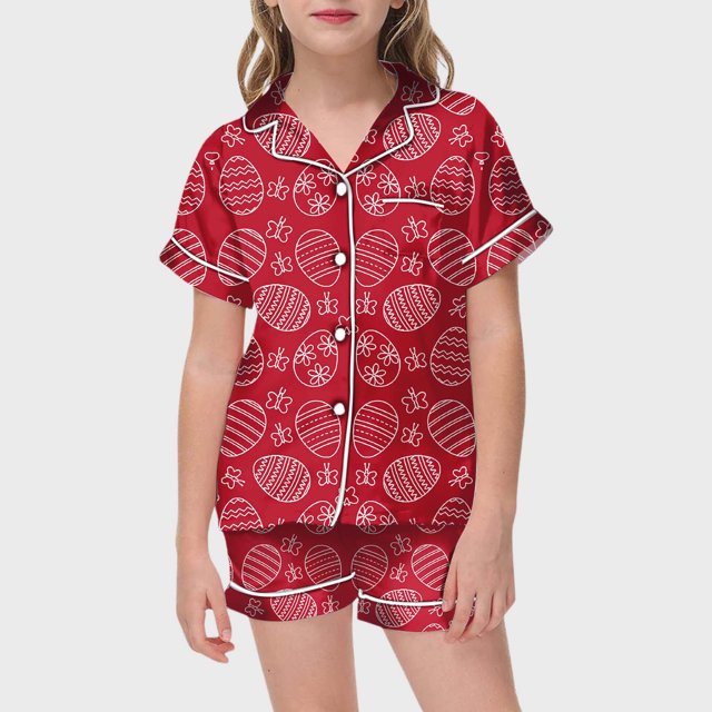 WEAIXIMIUNG Children's Easter DIY Hand Painted Home Outfit Set With Colorful Pajamas Girls Can Play And Wear It Daily 130