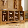 thumbnail image 4 of Farmhouse Hall Tree with 9 Coat Hooks, Bench and Shoe Storage, 5-in-1 Entryway Bench, 4 of 8