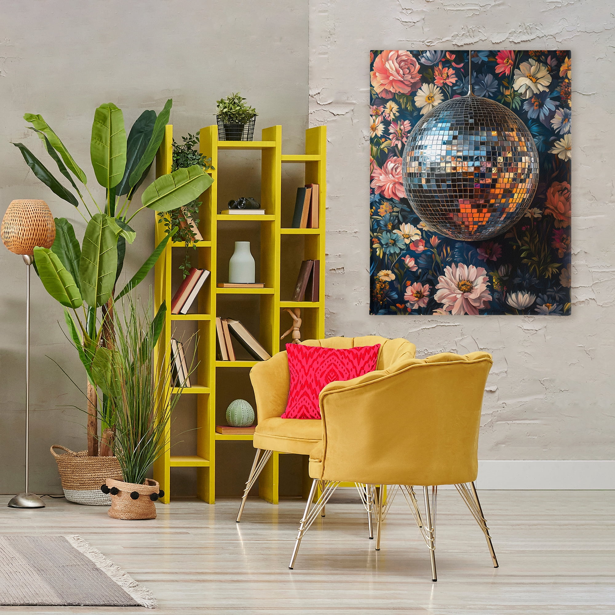 Stupell Industries Floral Disco Ball Reflection Canvas Wall Art, design by LSR Design Studio