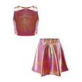 thumbnail image 6 of Haitryli Kids Cheer Outfit Hip Hop Dance Dress Sets 2 Pcs Shiny Skirt And Top Set for Stage Performance Red 6-10, 6 of 7