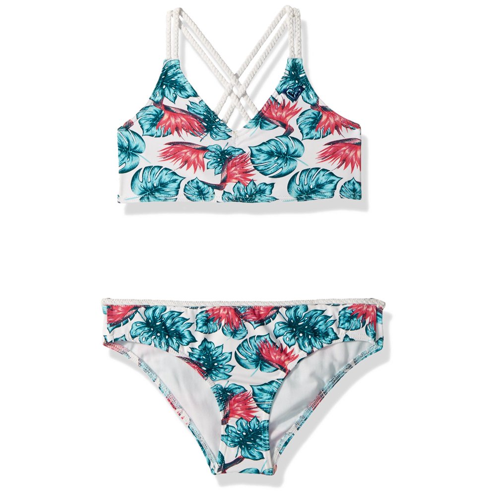Roxy Girls Swimwear White Tropical Beach Days Bikini Set 10 Walmart