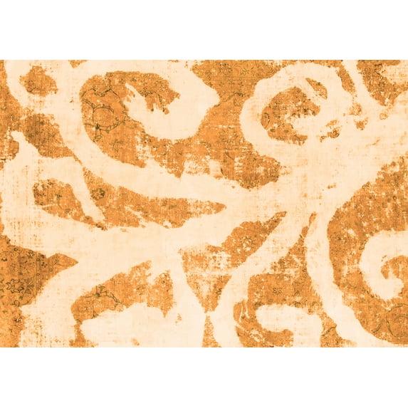 Ahgly Company Indoor Rectangle Abstract Orange Modern Area Rugs, 7' x 9'