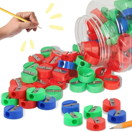 Neliblu Bulk Pencil Sharpeners, 120 Manual Sharpeners, Red, Green, Blue