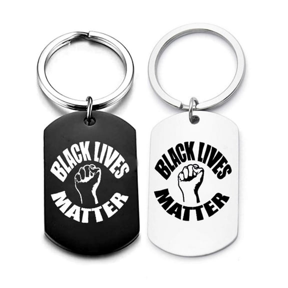Stainless Steel Black Lives Matter Fist Tag Keychain Keyrings Set for Couple, BLM Jewelry for Men and Women Y961-1