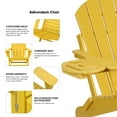 thumbnail image 4 of Folding HDPE Adirondack Chair with 4 in 1 Cup Holder Tray Plastic Adirondack Chairs Weather Resistant Lawn Outdoor Firepit Chairs, Yellow, 4 of 7