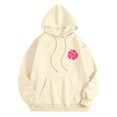 thumbnail image 4 of Kaprioy Cute Hoodies for Teen Girls Women Y2k Floral Graphic Oversized Sweatshirt Long Sleeve Preppy Clothes Beige, XXL, 4 of 7