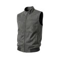 thumbnail image 5 of Maqroz Mens Outerwear Vests Faux Suede Sleeveless Jacket Stand Collar Zip Up Daily Coat with Pockets Gray,L, 5 of 6