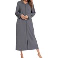 thumbnail image 6 of HLSOHJP Women's Long Robe Zip Up Hoodie House Coat Pocket Long Sleeve Full Length Housecoat, 6 of 6