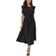 thumbnail image 2 of Vestido midi casual sin mangas con volantes para mujer Inspire Chic, cuello redondo, plisado, fluido, con cinturón, talla XL, negro, 2 of 6