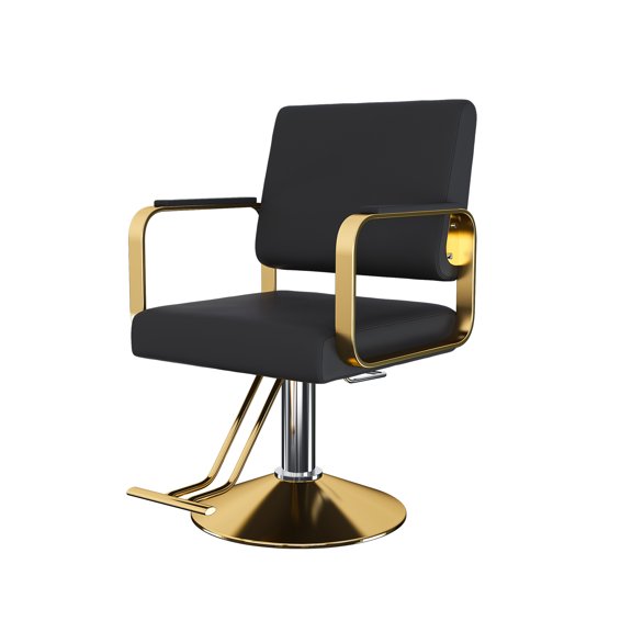 Professional Hydraulic Salon Chair, 360° Swivel Barber Stylist Chair with Heavy-Duty Pump, Non-Tilting Hairdressing Chair for Hair Salons, Tattoo & Beauty Spa, Black&Gold
