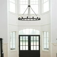 thumbnail image 3 of Kira Home Homestead 50" 16-Light Rustic Farmhouse Wagon Wheel Chandelier, Round Kitchen Island Light, Black, 3 of 8
