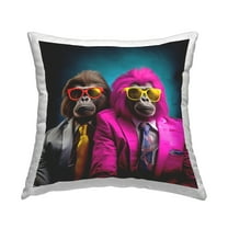 Stupell Industries Trendy Fashion Monkeys Decorative Printed Throw Pillow, 18 x 18