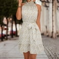 thumbnail image 2 of EQWLJWE Robes d'Été pour Femmes 2023 Mode Décontractée Imprimé Floral Col Suspendu Sans Manches Bretelles Lacée Robe, 2 of 8