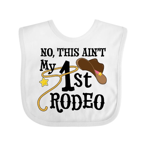 Inktastic No, This Ain't My 1st Rodeo Cowboy Hat and Lasso Boys or Girls Baby Bib
