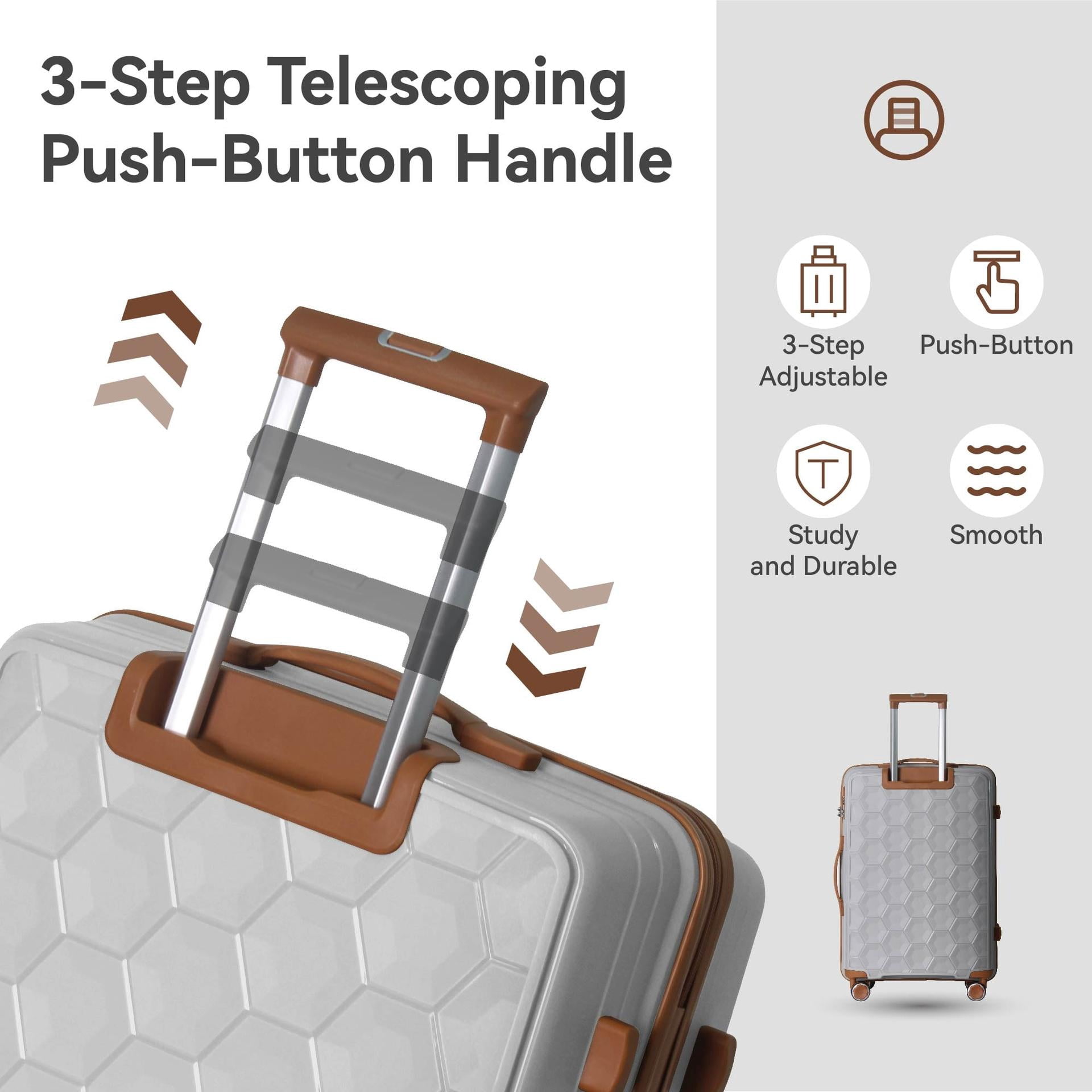 3-Piece Hardshell Spinner Luggage Set with TSA Lock, Durable PP Suitcase (20/24/28in)