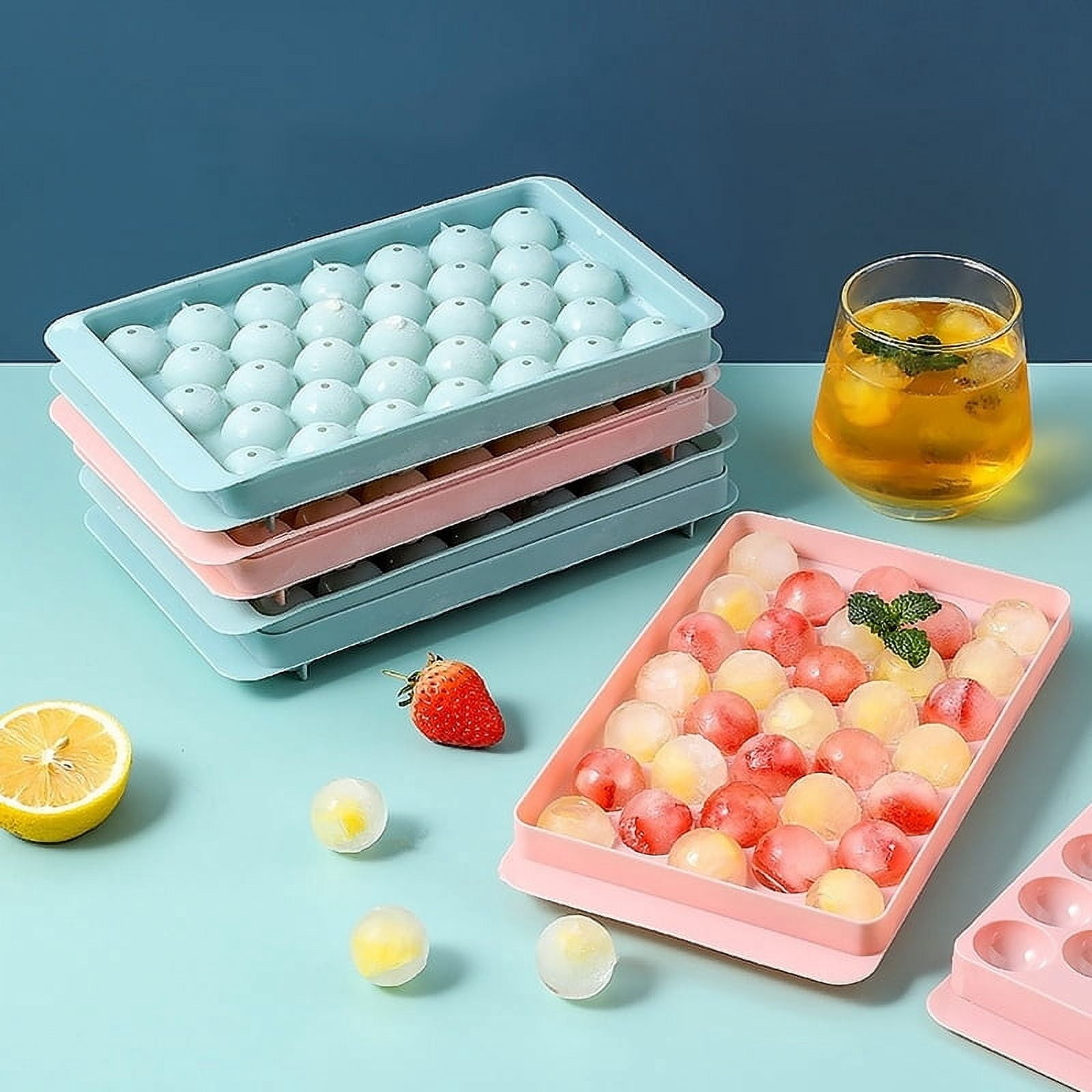 33Grids Ice Cube Tray Round Square Ice Cube Maker Plastic Whiskey Sphere Mold DIY Ice Ball Mould for Freezer Home Kitchen Tools