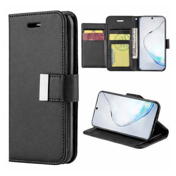 Leather Flip Wallet Case for iPhone 17 Pro Max Cover - Black