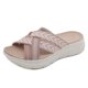 thumbnail image 4 of Sandalias de playa casuales para mujer con soporte para el arco y correa cruzada para el verano, 4 of 9