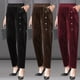 thumbnail image 2 of Pantalones harén de pana de invierno, pantalones con forro polar para mujer, cintura alta, sueltos, talla grande, 2 of 2