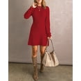 thumbnail image 4 of luvamia Women Casual Long Sleeve Short Sweater Dresses Fall Crewneck Stretch Knit Long Pullover Jumper True Red Size XL Fit Size 16 Size 18, 4 of 7