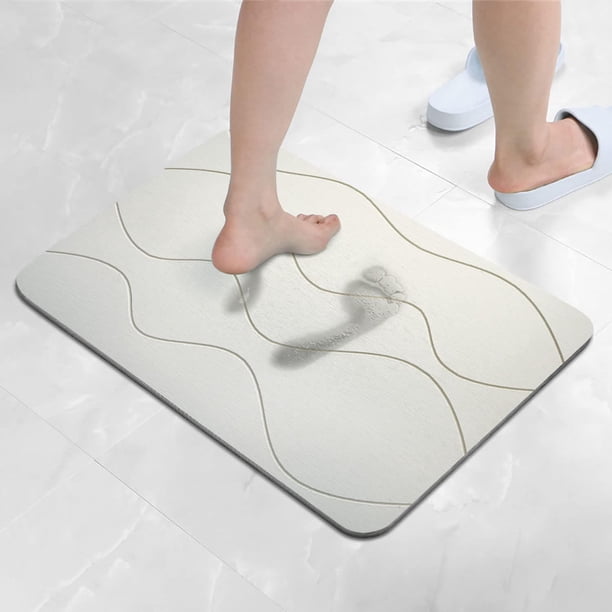 Xiao Hua Alfombra de baño, antideslizante, de felpa y pelo largo, lavable a máquina, para suelo, bañera y ducha, color blanco, 1,16 x 24 pulgadas