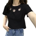 thumbnail image 2 of Tops for Women Short Sleeved Round Neck Summer Base T-shirt Black S, 2 of 6