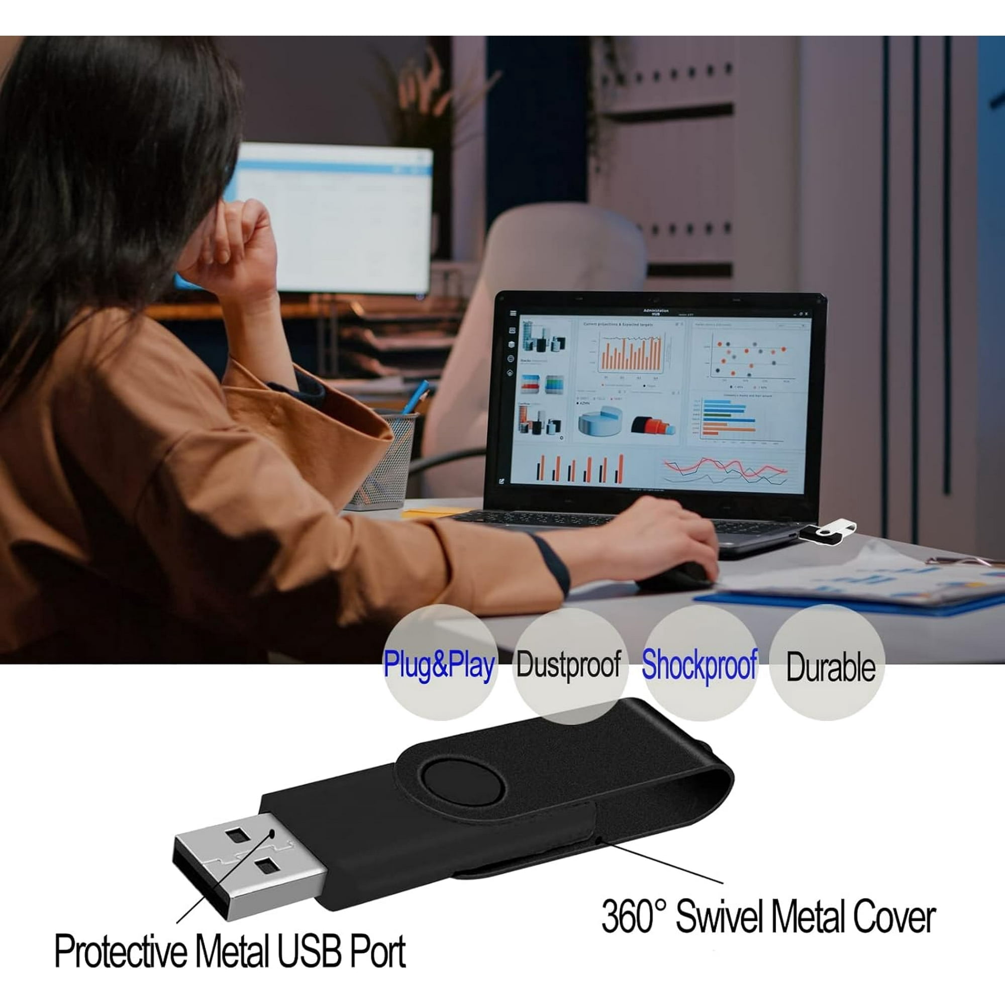 8GB USB Flash Drive Bulk Thumb Drives 50 Pack with Lanyards USB 2.0 Jump Drive 8GB Memory Sticks Zip Drive Pen Drive for Storage and Backup( BLACK 8GB*50PCS)