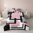 thumbnail image 2 of Homewish Modern Geometric Twin Duvet Cover, Pink White Black Twin Bedding, Pink Reversible, 2 Pieces 1 Duvet Cover and 1 Pillowcase, 2 of 5