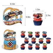 Hot Wheels Birthday Party Decoration,Banner Balloons Cake Toppers for Kids Party