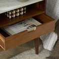 thumbnail image 4 of Safavieh Alexi Modern Wood and Marble Night Stands, White Marble/Brown, 4 of 6