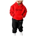 thumbnail image 1 of MEZZALL Ensemble de Survêtement à Capuche pour Enfants Filles Garçons Unisexe 2 Pcs Sweat à Capuche Pantalon Ensemble de Survêtement pour Tout-Petits, Rouge, 8-10 Ans, 1 of 4