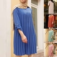 thumbnail image 1 of Neinkie Tunique Fluide à Manches Courtes pour Femmes Grande Taille Blouse Ample Plissée, 1 of 7