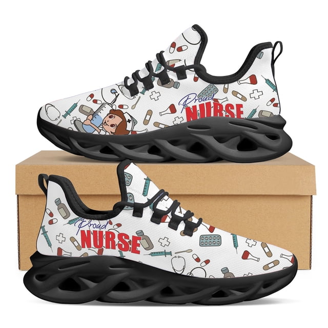 Zapatos de enfermera Yikeluo para mujer, zapatillas transpirables con estampado, sin cordones, ligeras y antideslizantes, zapatillas deportivas informales de suela suave para mujer