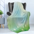 thumbnail image 4 of Flower Soft Flannel Fleece Throw Blanket, Fairy Spring Blooms on an Abstract Background Pattern with Digital Bursts Ovary, Cozy Plush for Indoor and Outdoor Use, 60" x 80", Green Blue, by Ambesonne, 4 of 5