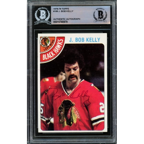 J. Bob Kelly Autographed 1978-79 Topps Card #189 Chicago Blackhawks Beckett BAS #15780979