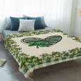 thumbnail image 4 of Lucky Shamrock Blanket Soft Cozy Warm Throw Blanket for Couch, Plush Fuzzy Flannel Fleece Blankets for Sofa, St. Patrick's Day Love Leaves Plaid Beige Bed Blankets Lightweight Gifts for Men, 30"x40", 4 of 9