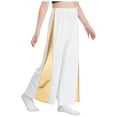 thumbnail image 4 of Miutii Liturgical Dance Praise Pants for Girls Shiny Metallic Patchwork Waist Elastic Toursers for Ceremony Performance White 8, 4 of 6