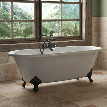 Cambridge Plumbing DE67-463D-2-PKG-ORB-7DH Cast Iron Double Ended Clawfoot Tub- Oil Rubbed Bronze - 67 x 30 in.