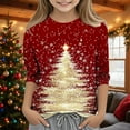 thumbnail image 5 of Mgmyaa Girls Casual 3/4 Sleeve Christmas Print Top, Kids Crew Neck Long Sleeve T-Shirt Size 3-12 Years, 5 of 5