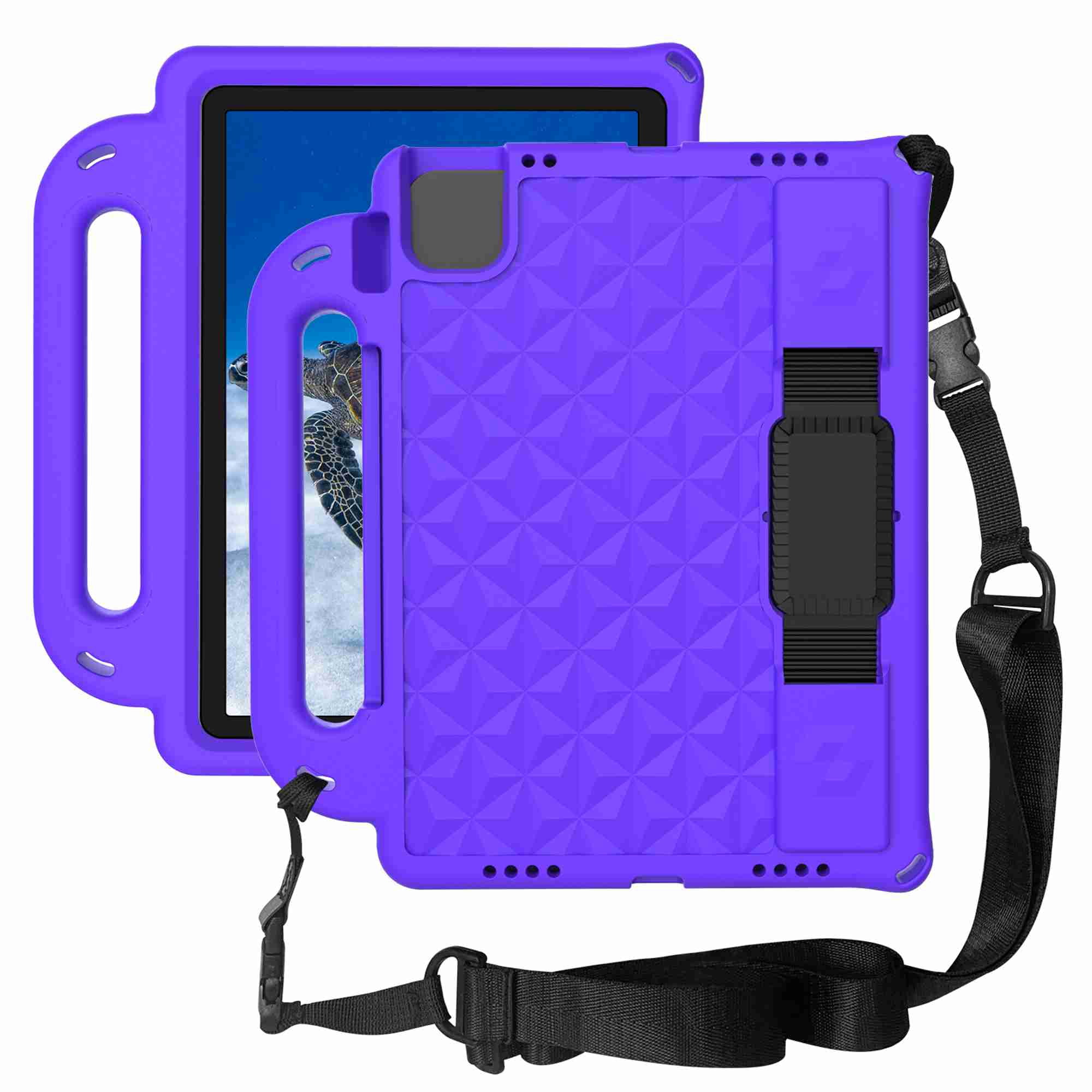 Dteck Case for iPad Pro 11 inch 2021 (3rd Gen),Shockproof EVA Kids Friendly Handle Stand Case Hand Strap Shoulder Strap for iPad Pro 11 inch 3rd/2nd Gen/1st 2021/2020/2018 Release,purple