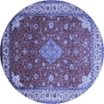 thumbnail image 1 of Ahgly Company Machine Washable Indoor Round Medallion Blue Traditional Area Rugs, 6' Round, 1 of 4