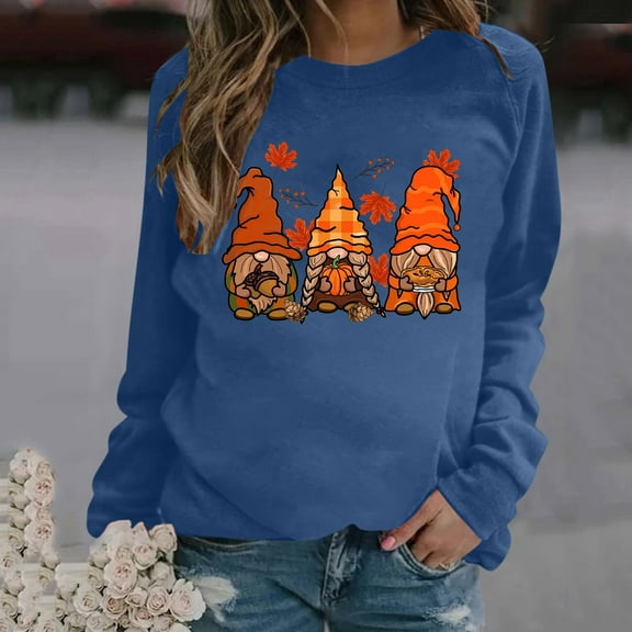 Wancir Womens Thanksgiving Shirt Leopard Pumpkin Printed Cute Graphic Tee Thankful Grateful Blessed T-Shirts Fall Top