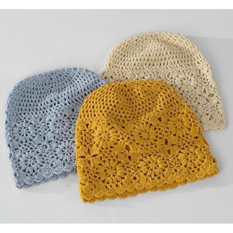 CoCoMangos Women Crochet Beanie Hat Hollow Out Summer Flower  display picture 3