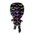 thumbnail image 3 of Women's Bouffant Scrub Caps Halloween Ghost Bat Print Working Cap Nurse Hat Surgical Cap with Button and Sweatband Ponytail Cap, Wash Cap, Baotou Cap, 3 of 4