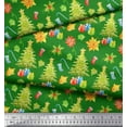 thumbnail image 3 of Soimoi Green Cotton Poplin Fabric Gifts & Christmas Tree Print Fabric by Yard 56 Inch Wide, 3 of 3